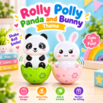 Panda and Bunny Pair Roly Poly Toy (Pack of 2)